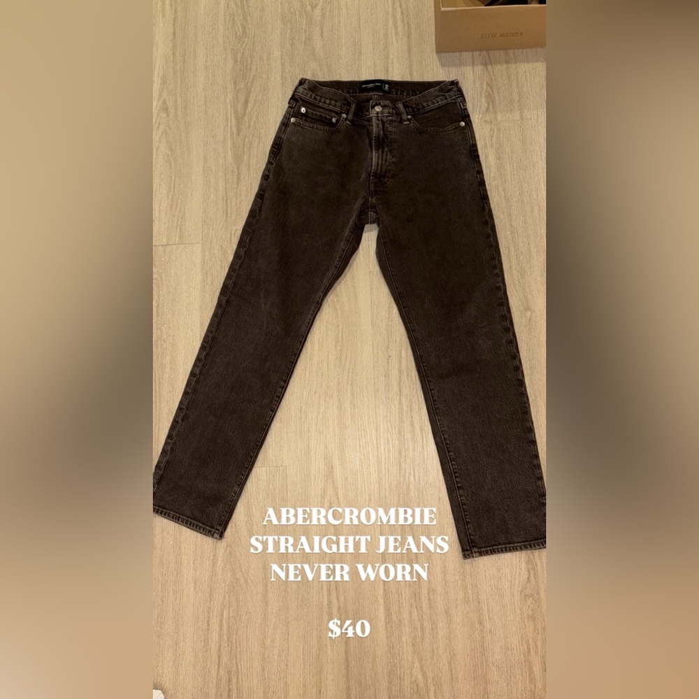 Abercrombie & Fitch Black Straight Jeans for Men